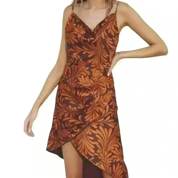 DRESS FORUM DECO ASYMETRICAL HEM MINI DRESS OPEN BACK SPAGHETTI STRAP SIZE L - Picture 3 of 16